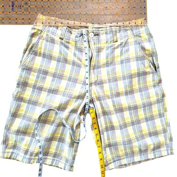 Aeropostale Y2K Preppy Casual Yellow Gray Plaid Cotton Casual Shorts Men's Sz 36 - Picture 5 of 6